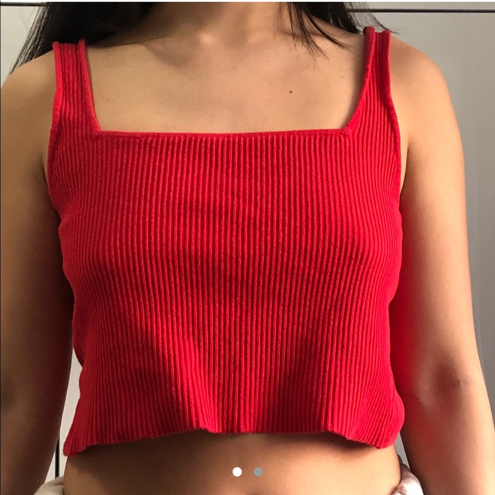 red urban outfitters cropped tie back tank top